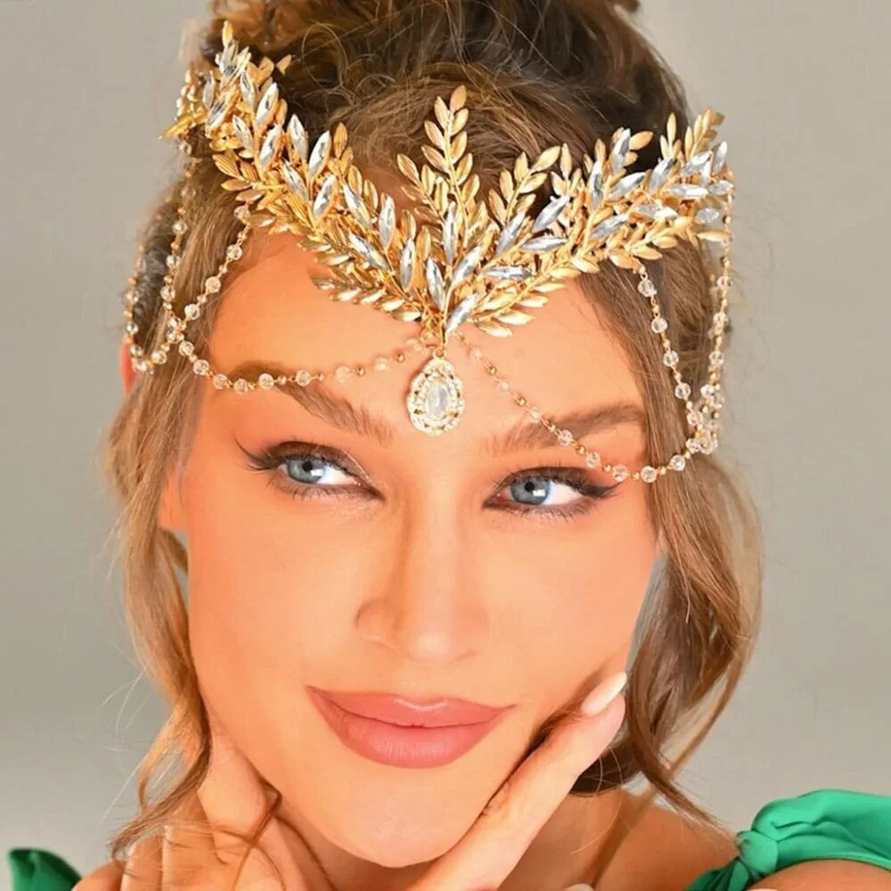 Gold Leaf Hair Headband Bridal Crown Prom Wedding Prom Accessories